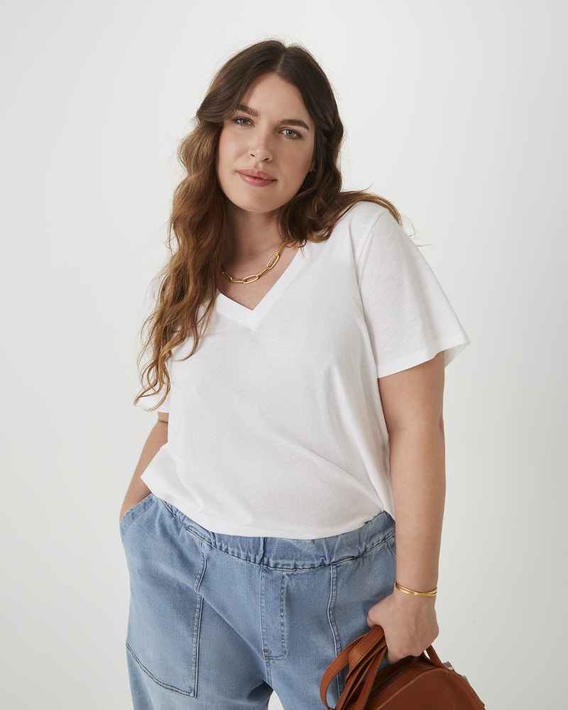 Front of plus size Whisper Cotton V-Neck Tee by Madewell | Dia&Co | dia_product_style_image_id:173748